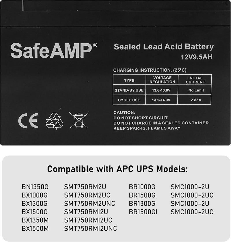 SafeAMP UPS 9Ah, 24VDC VRLA Battery Replacement APCRBC124 Compatible with APC UPS Models BR1000G, BX1350M, BN1350G, BX1000G, BX1300G.… - Image 4
